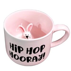 NWOT- 10 Strawberry Street- Ceramic “Hip Hip Hooray” Hidden Bunny Mug